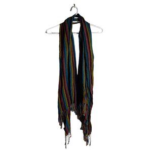 Colorful Striped Fringed Wrap Scarf